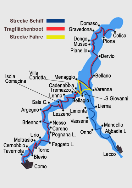 Zeitplan Comersees Schifffahrt